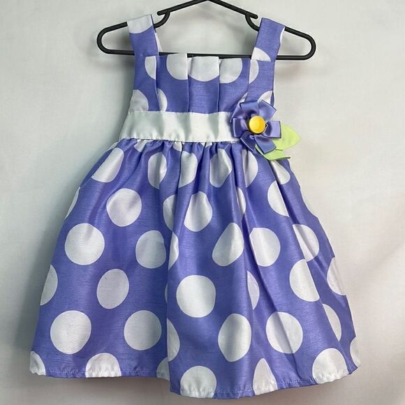 Rare Editions Purple and White polka dot Party Dress - Picture 1 of 11